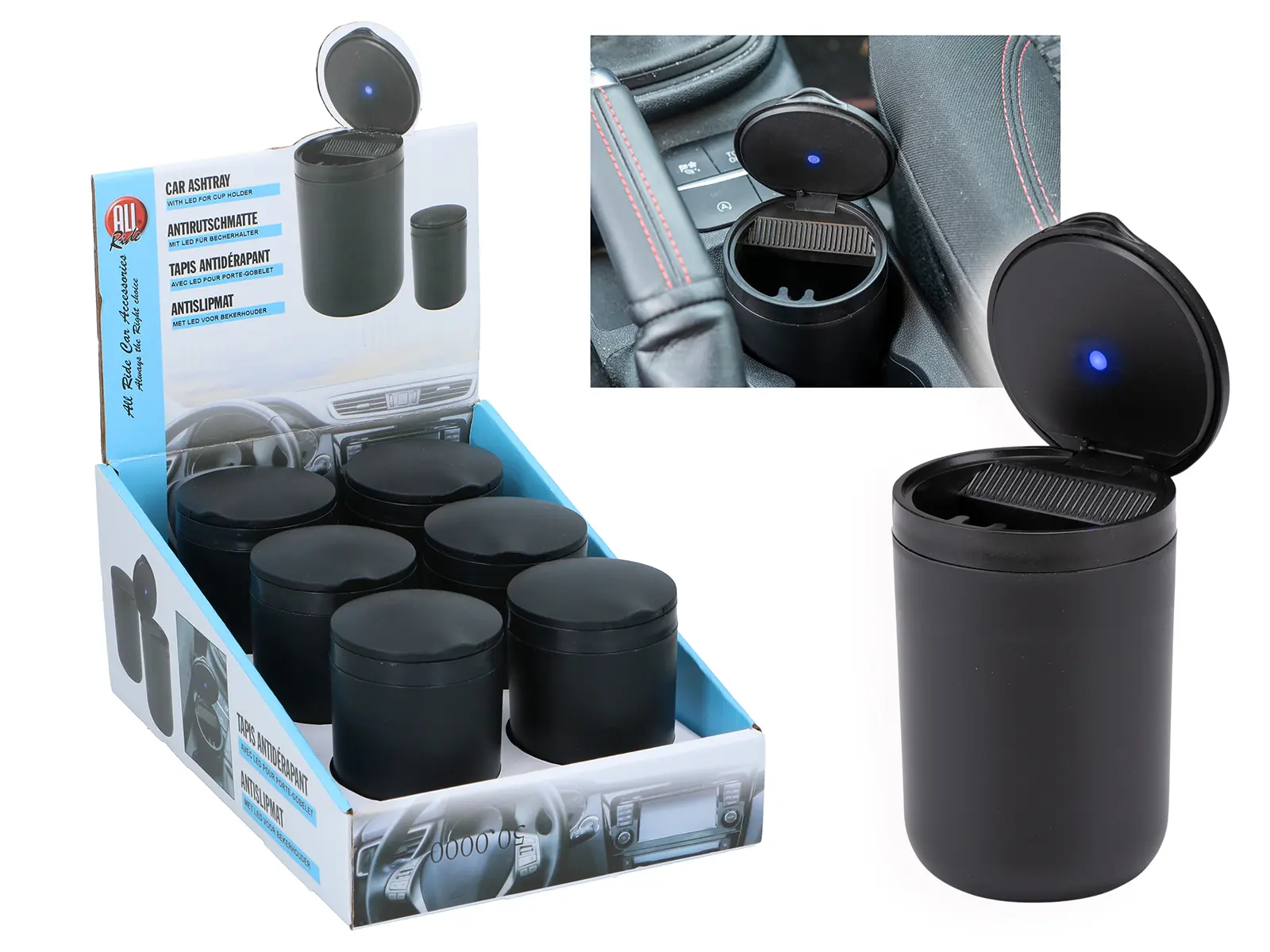 All Ride Aschenbecher mit LED Licht, 6er Disp.