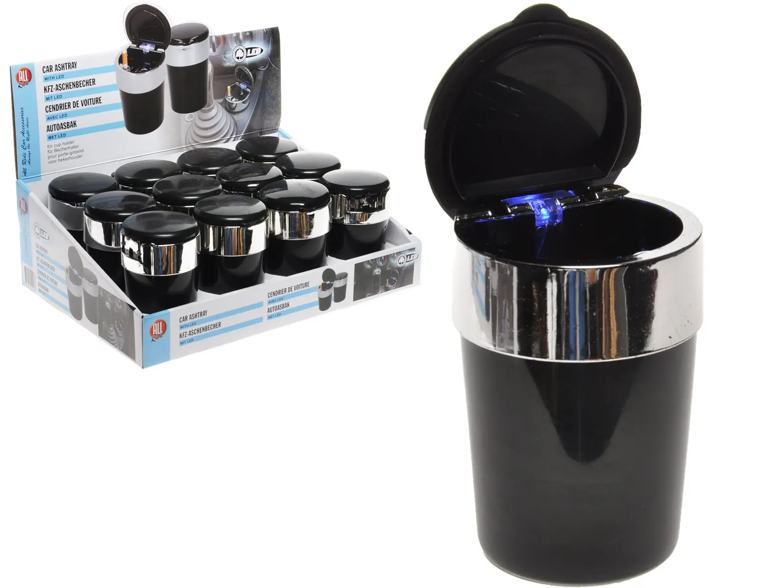 Aschenbecher & LED blau Disp. x12