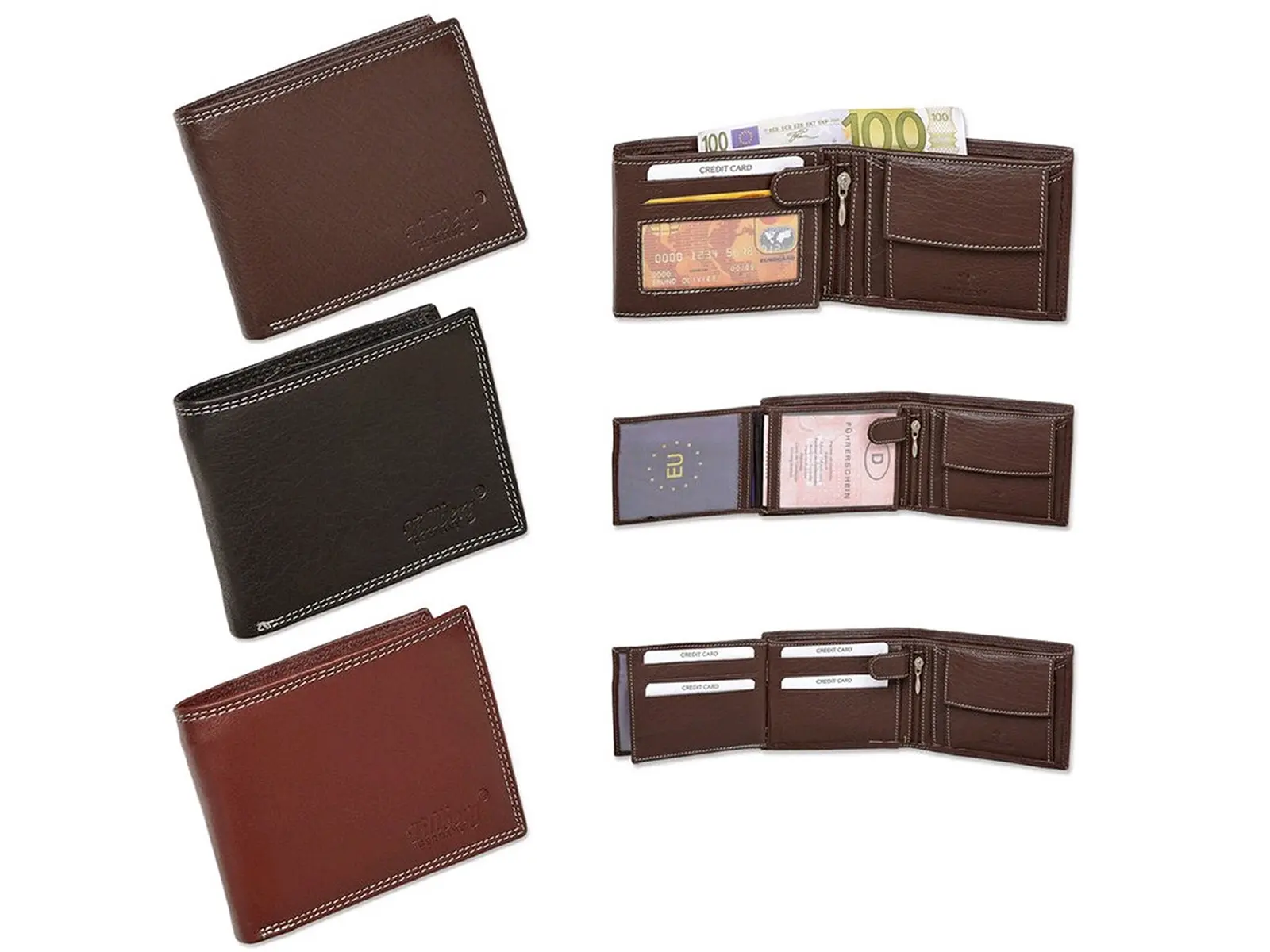 Geldbörse Büffelleder,versch.Farb., RFID Blocking