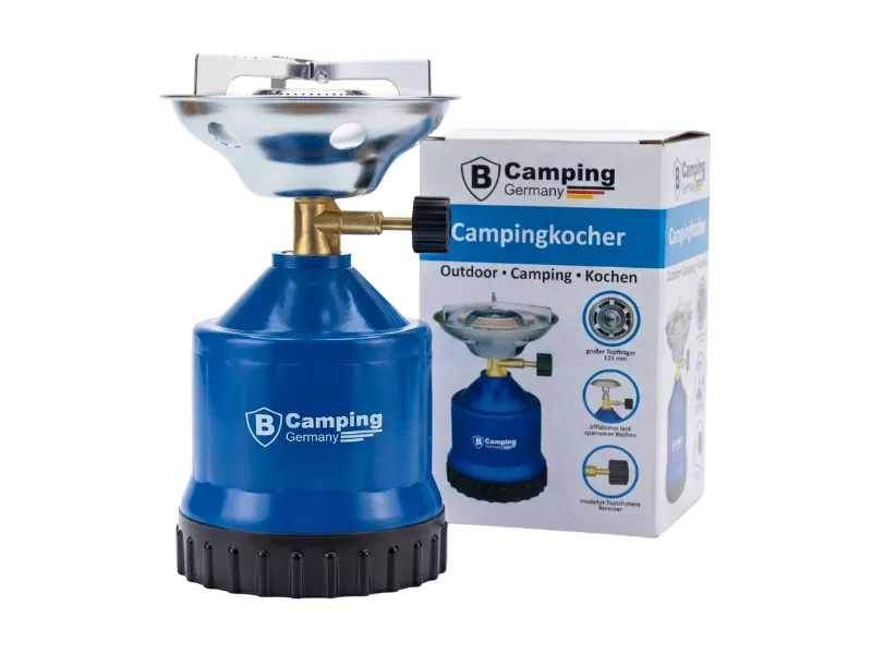 Campingkocher Gaskocher m. Windschutz ECO blau