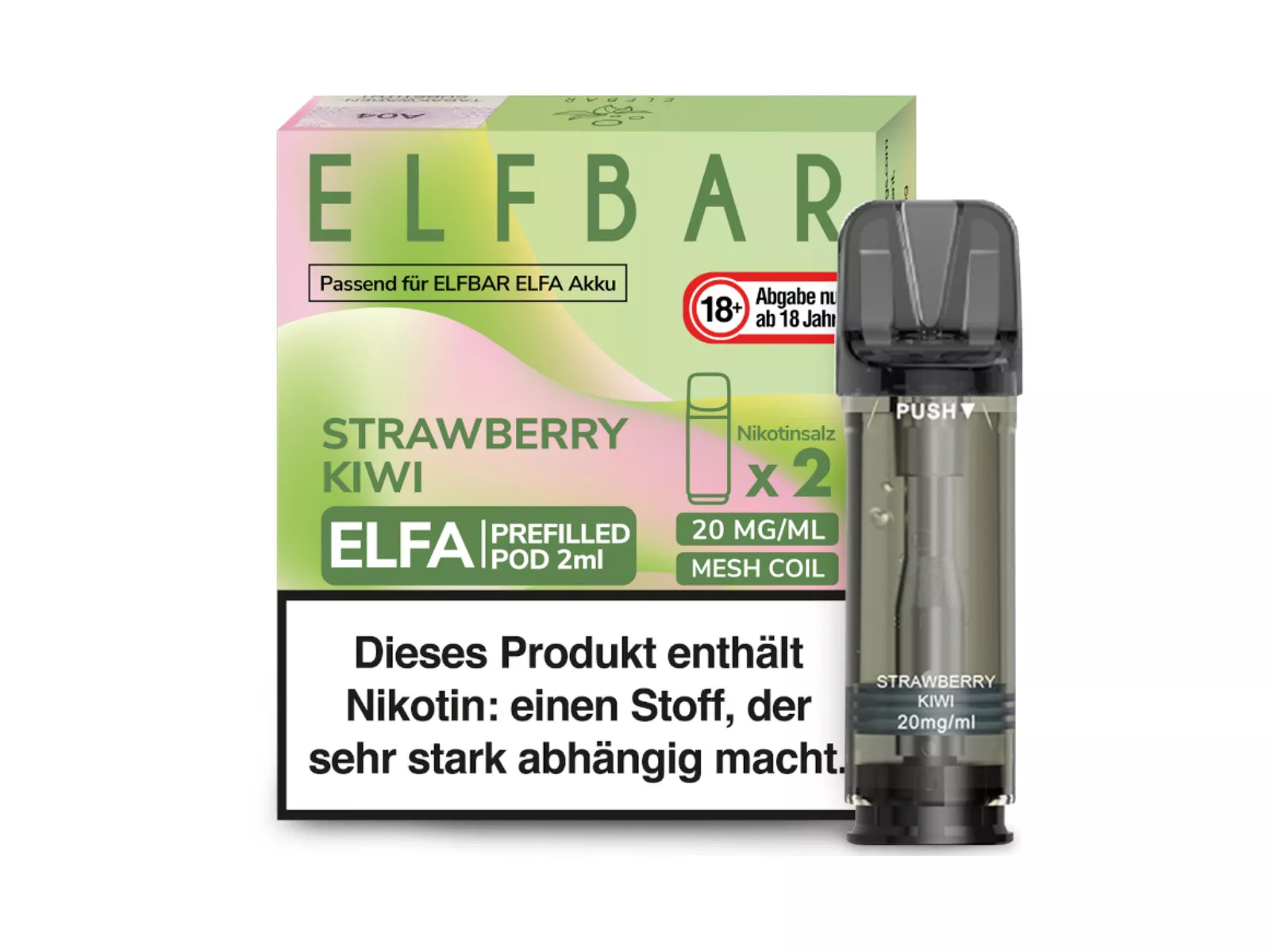 ELFBAR Elfa Pod, 20mg/ml Strawberry Kiwi VE10