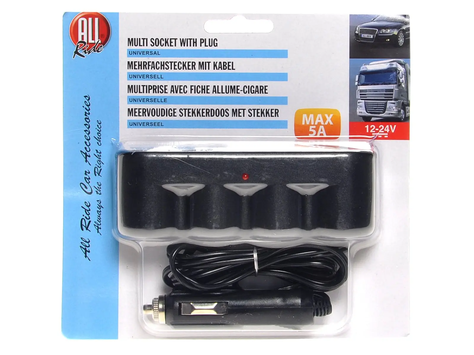 Steckdose 4er Einbau mit Kabel    12/24V